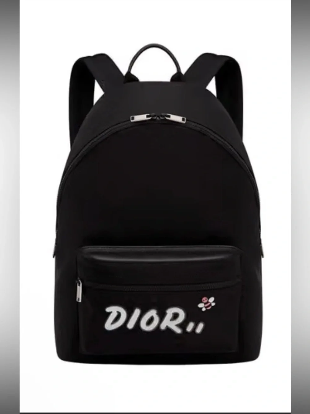 Dior x KAWS Rider Nylon Backpack with Pink Bee Limited Edition 2019 Black Whitw